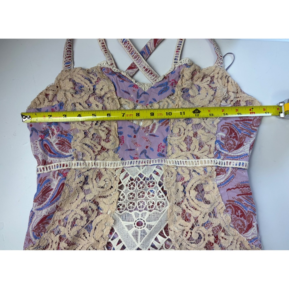 Free People Boho Crochet Festival Lace Paisley Maxi Dress Purple Size 10 Event - Picture 8 of 15